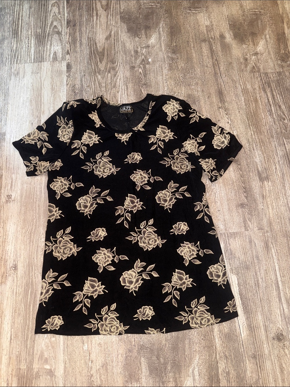Jazz Black Floral Short-Sleeve Top